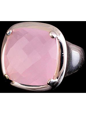 Faceted Rose Quartz Large Men's Ring