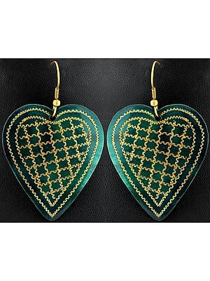 Valentine Earrings with Golden Etching