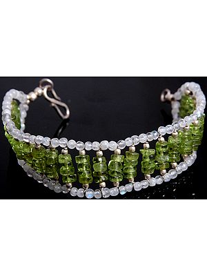 Peridot and Rainbow Moonstone Beaded Bracelet