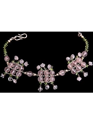 Rose Quartz and Peridot Bracelet with Charm