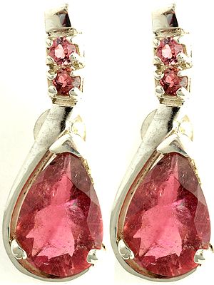 Faceted Pink Tourmaline Post Earrings