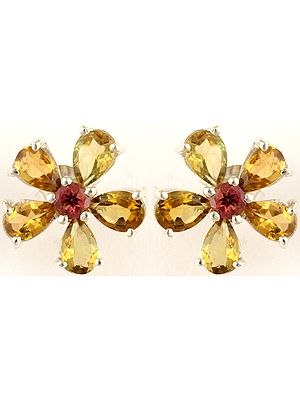 Faceted Tourmaline Karnaphul (Flower Earrings)