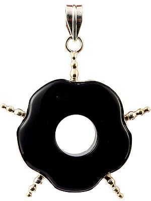 Black Onyx Donut Pendant with Spikes