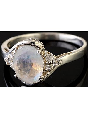 Faceted Rainbow Moonstone Ring