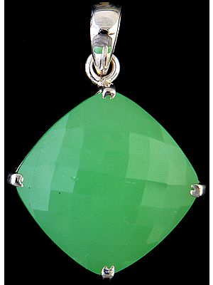 Faceted Green Chalcedony Pendant