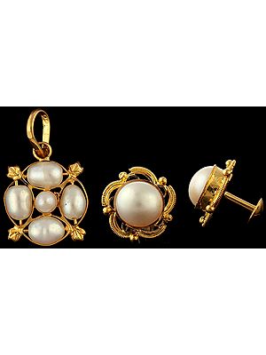 Pearl Pendant with Earrings Set