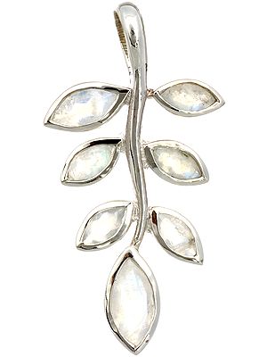 Faceted Rainbow Moonstone Marquis Pendant