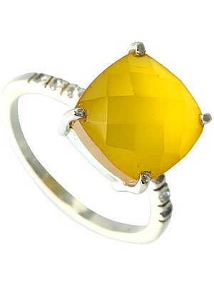 Faceted Yellow Chalcedony Ring