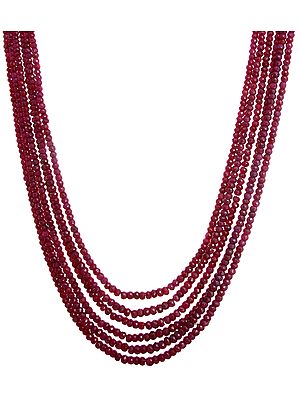 Six Strand Faceted Ruby Necklace