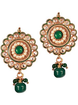 Green Polki Earrings