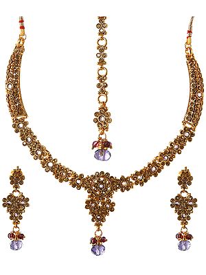 Tri-Color Necklace and Earrings Set