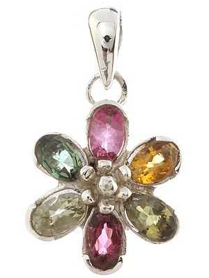 Faceted Tourmaline Flower Pendant