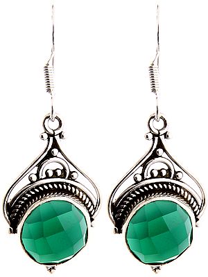 Faceted Green Onyx Earrings