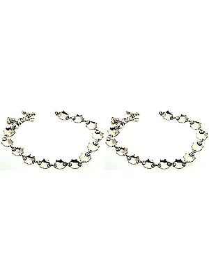 Stylized Tortoise Anklets of Sterling Silver (Price Per Pair)