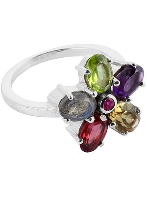 Gemstone Flower Ring