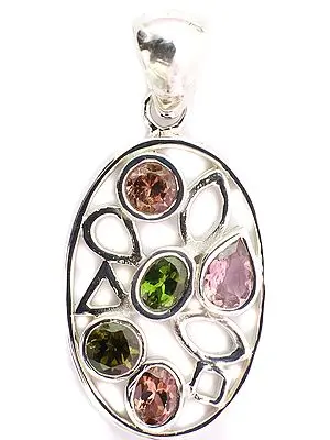Faceted Pink and Green Tourmaline Pendant