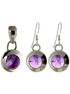 Amethyst Pendant with Earrings Set