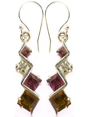 Faceted Square-Shape Tourmaline Earrings