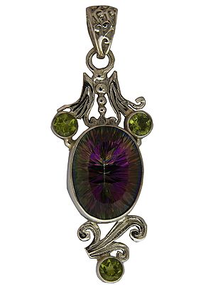 Mystic Topaz Pendant with Triple Peridot