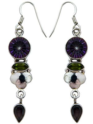 Mystic Topaz Earrings with Faceted Peridot and Garnet