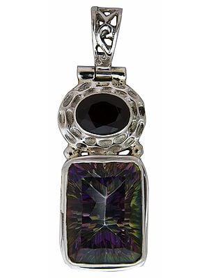 Mystic Topaz Pendant with Faceted Garnet