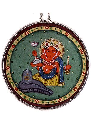 Lord Ganesha Worshipping Shiva Linga