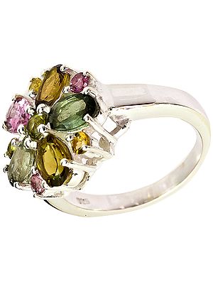 Faceted Tourmaline Ring (Mixed Color)