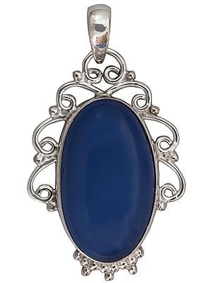 Blue Chalcedony Circular Pendant