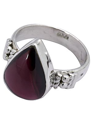Garnet Teardrop Ring (Mixed Band)
