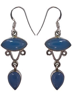 Blue Chalcedony Earrings | Sterling Silver Earrings
