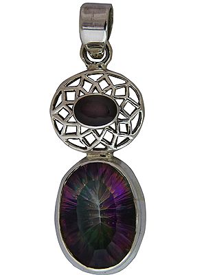 Mystic Topaz Pendant with Faceted Garnet