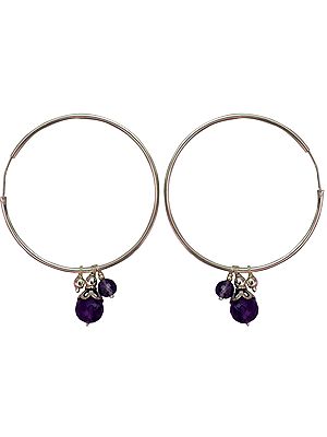 Faceted Amethyst Hoop Earrings