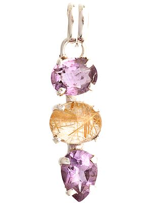 Faceted Amethyst Pendant with Rutilated Quartz