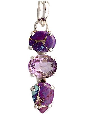 Purple Mohave Turquoise Pendant with Faceted Amethyst