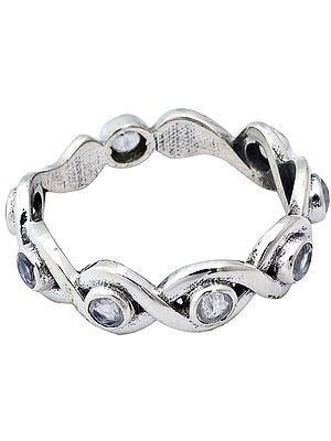 Faceted Crystal Knotted Rope Ring