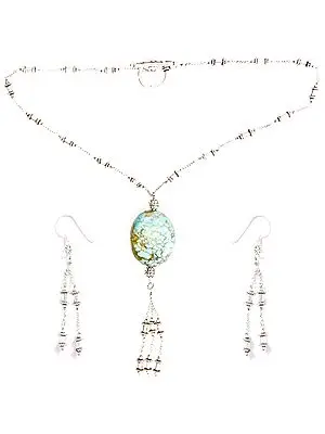 Spider's Web Turquoise Necklace with Earrings Set