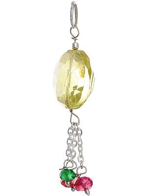Faceted Lemon Topaz Earrings with Ruby and Emerald