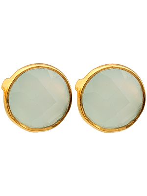 Faceted Peru Chalcedony Gold Plated Post Earrings