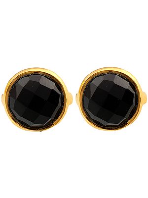 Faceted Black Spinel Gold Plated Tops