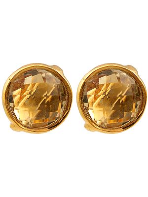 Faceted Citrine Gold Plated Earrings