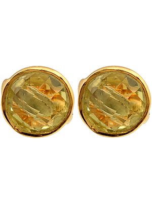 Faceted Lemon Topaz Gold Plated Post Earrings