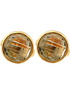 Faceted Crystal Gold Plated Post Earrings