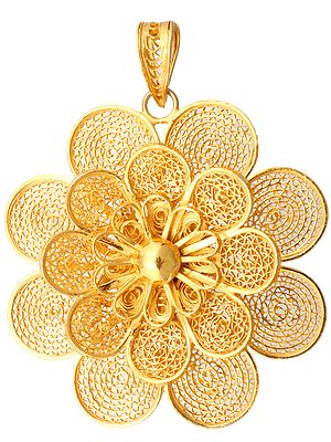Sterling Gold Plated Filigree Flower Pendant