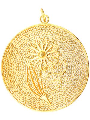 Sunflower Gold Plated Art Noveau Pendant