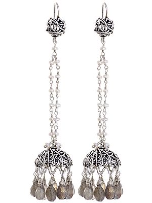 Faceted Labradorite Umbrella Chandeliers with Pearl