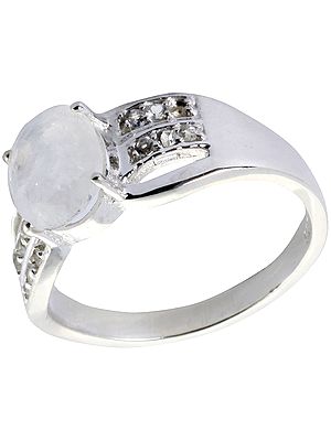 Faceted Rainbow Moonstone Ring