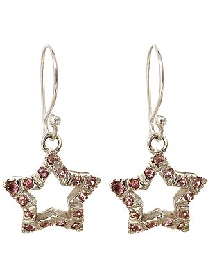 Pink Tourmaline Star Earrings