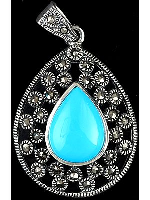 Turquoise Pendant with Marcasite