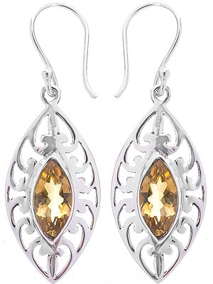 Faceted Citrine Marquis Earrings