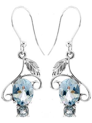 Faceted Blue Topaz Earrings